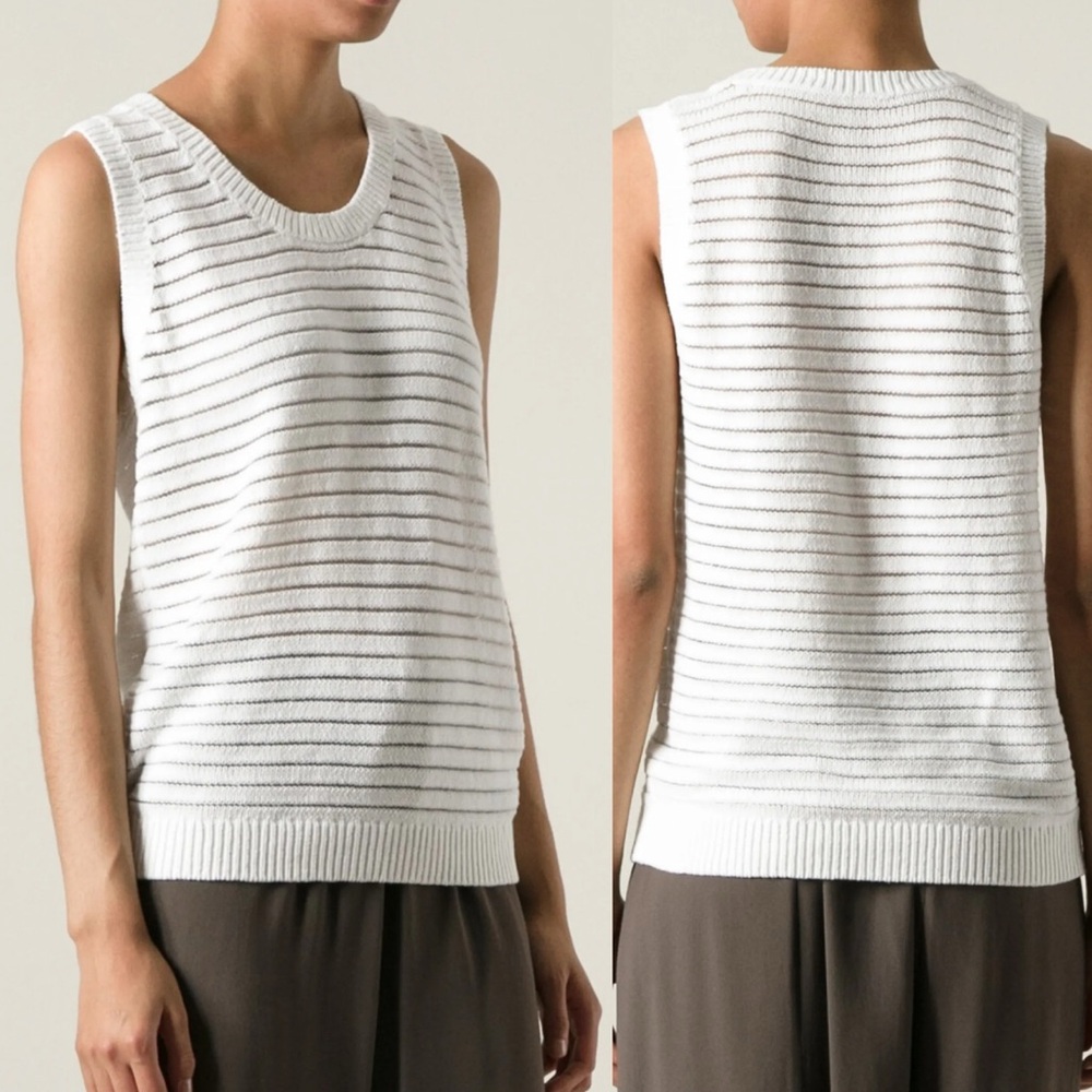 J Brand Open Knit Tank Top White‎ Ivory M